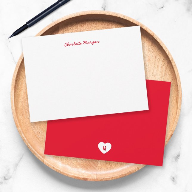 Custom Colour Monogram Heart Back Modern Script Card (Creator Uploaded)