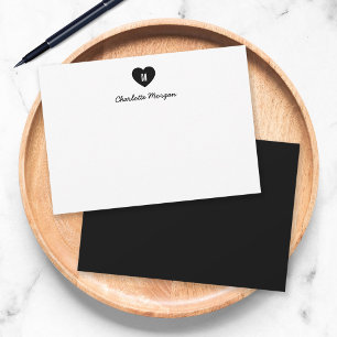 Custom Colour Monogram Heart Modern Script Card