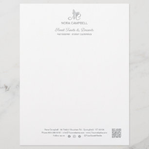 Custom Colour Monogram QR Code Social Media Icons Letterhead