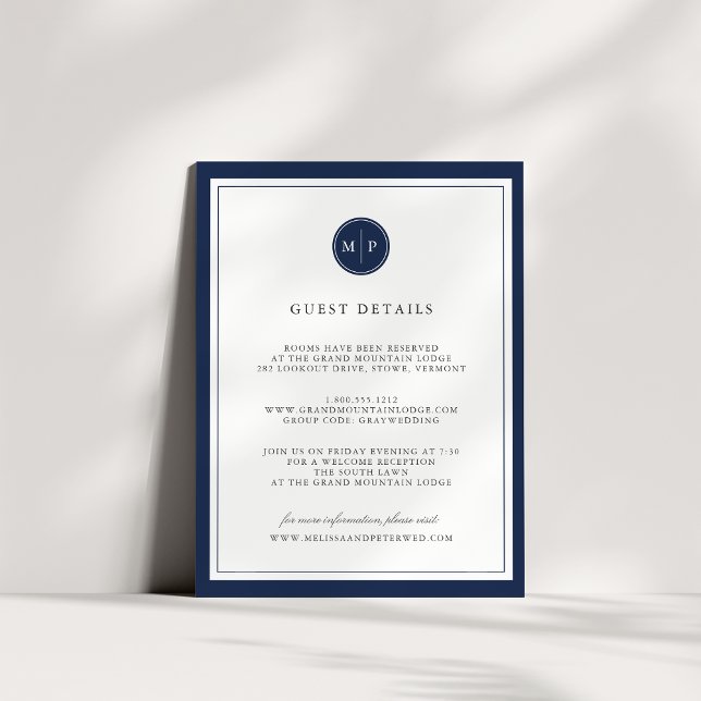Custom Colour Monogram Wedding Details Card (Creator Uploaded)
