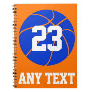 Custom Colour, Name & Number Blue Basketball Spiral Notebook