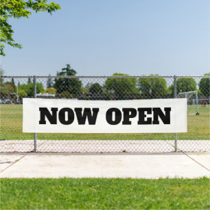 Custom Colour Now Open New Business Black White Banner