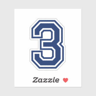 Custom colour number three 3 sporty college font