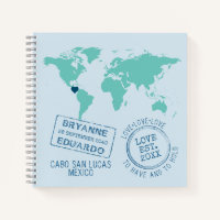 Custom Colour Passport Stamp World Map Guest Book