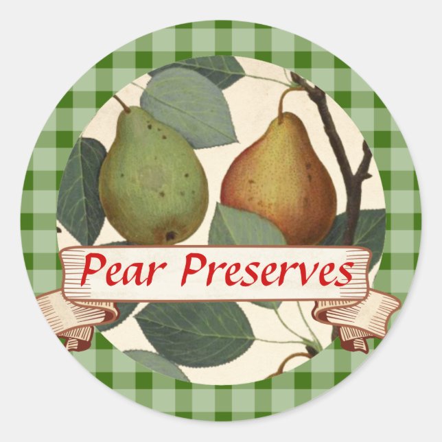 Custom colour pear tree fruit canning label (Front)