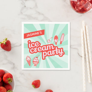 Custom Colour Personalised Ice Cream Party Napkins