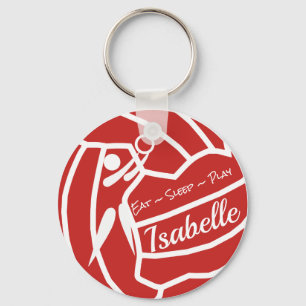 Custom Colour Personalised Netball Keyring