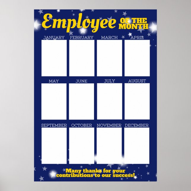 Custom colour photo employee of the month display poster (Front)