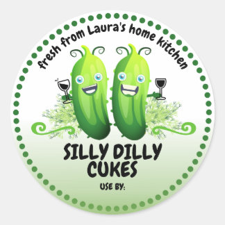 custom colour pickle pickled cucumber canning labe classic round sticker