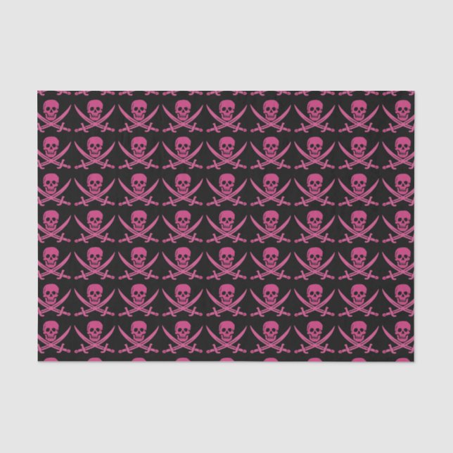 Custom Colour Pirate/Skulls Pink/Black Tissue Pape Paper (Front)