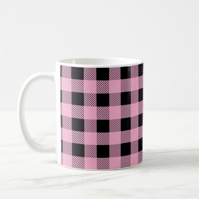 Custom Colour Plaid Pattern Coffee Mug (Left)