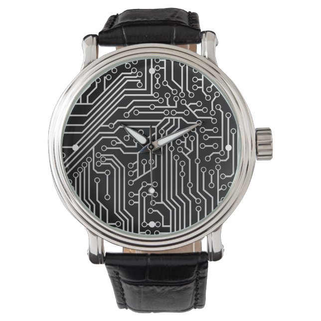 Custom Colour Printed Circuit Board Pattern Watch (Front)