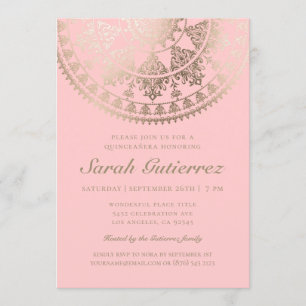 Custom Colour Quinceañera Invitations Gold Foil