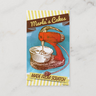 Custom colour retro stand mixer bakery baking busi business card