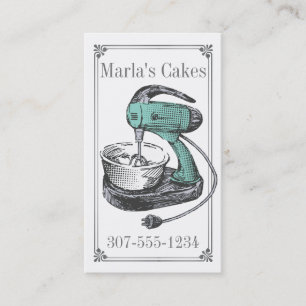 Custom colour retro stand mixer bakery baking business card