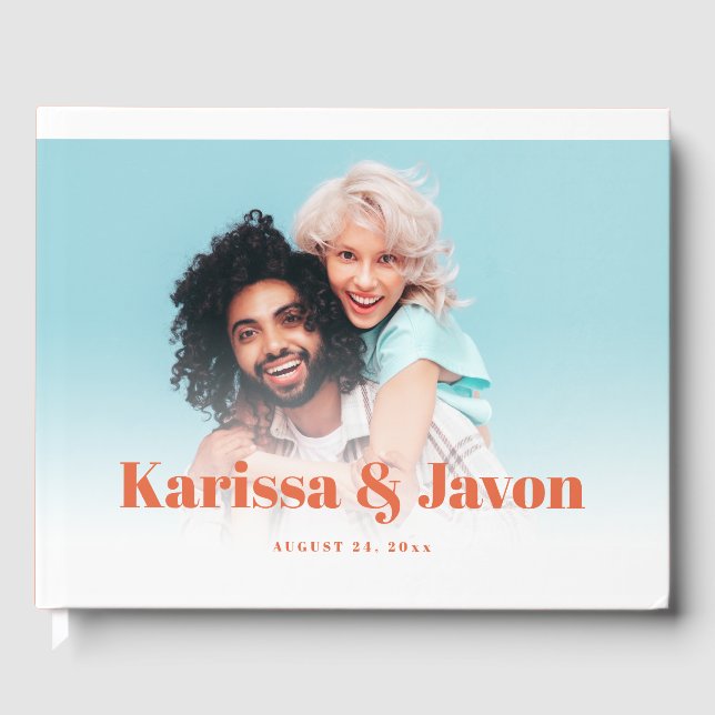 Custom Colour Retro Styled Photo Wedding Guest Boo Book (Front)