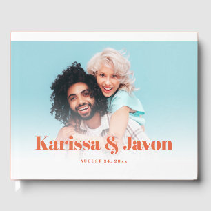 Custom Colour Retro Styled Photo Wedding Guest Boo Guest Book