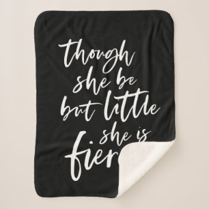 Custom Colour Script Little But Fierce Shakespeare Sherpa Blanket