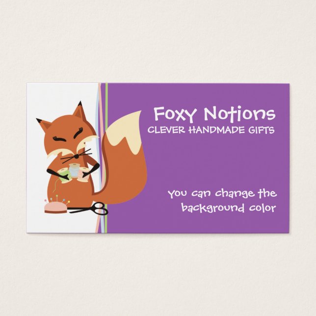 Custom colour sewing notions fox gift tag (Front)