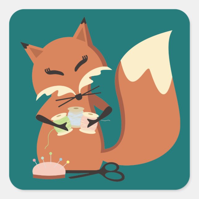 Custom colour sewing notions fox gift tag (Front)