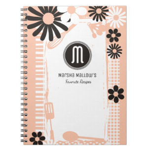 Custom colour shabby girly chef bakery utensils spiral notebook