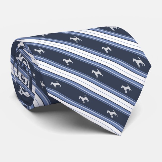 Custom Colour Smooth Fox Terrier Stripe Tie (Rolled)
