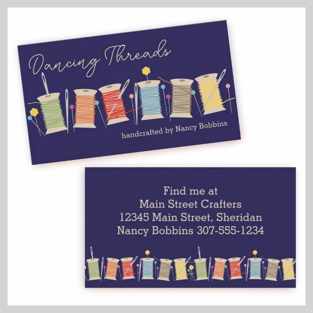 Custom colour spools thread sewing pins seamstress business card (Creator Uploaded)