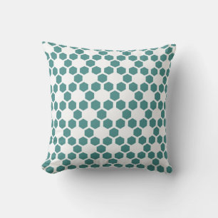 Custom Colour, Teal and White Hexagon Pattern Cushion