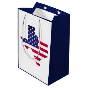 Custom Colour Texas USA America Flag Stars/Stripes Medium Gift Bag