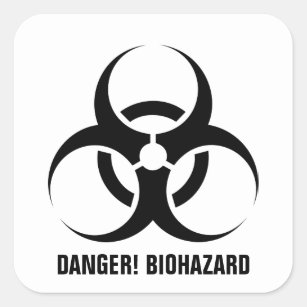 Custom Colour/Text Chemical Biohazard Danger Symbo Square Sticker