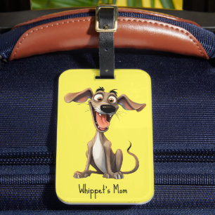Custom colour & text, 🐶crazy 🤪 whippet luggage tag