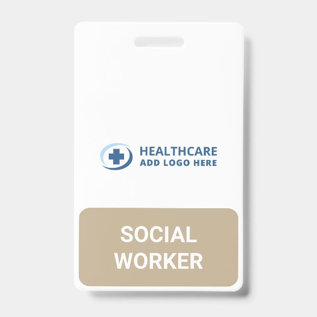 Custom Colour Text Social Worker Companion ID Badge (Front)