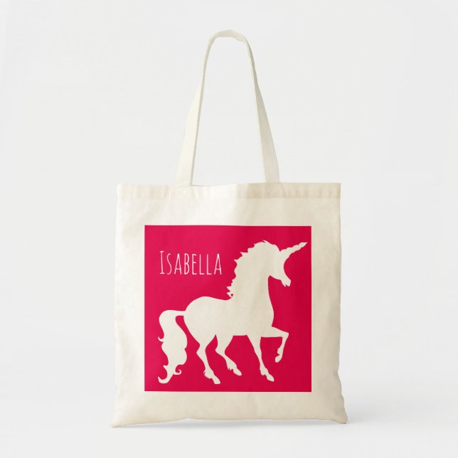 Custom Colour Unicorn Silhouette Kids Personalised Tote Bag (Front)