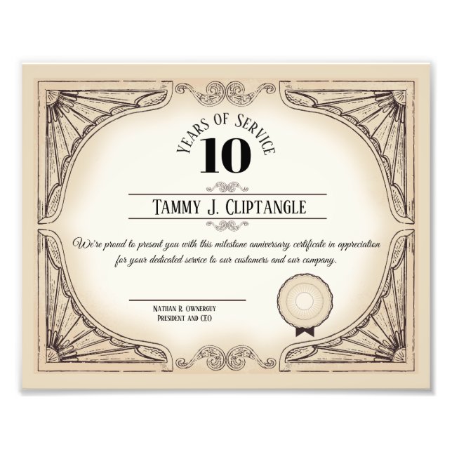 Custom colour universal employee anniversary award photo print (Front)