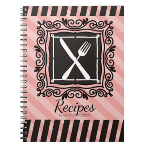Custom colour utensils emblem French chef catering Notebook