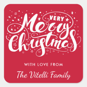 Custom Colour Very Merry Christmas Stickers