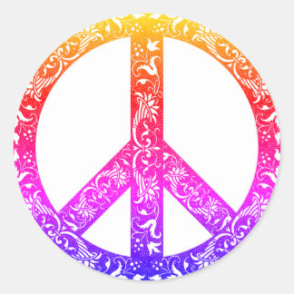 Custom Colour Vintage Rainbow Peace Sign No War Classic Round Sticker