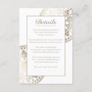 Custom Colour Wedding Details Card Gold Foil