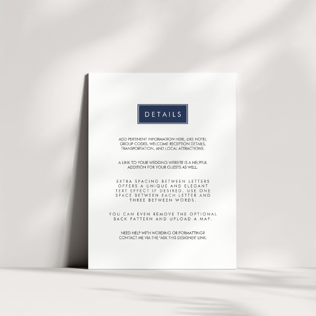 Custom Colour Wedding Guest Information Card (Creator Uploaded)