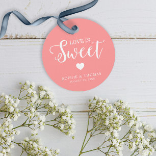 Custom Colour Wedding Love is Sweet Round Favour Tags