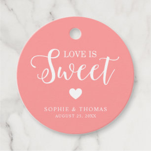 Custom Colour Wedding Love is Sweet Round Favour Tags