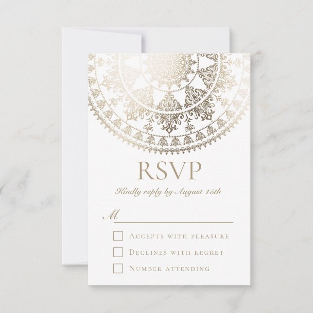 Custom Colour Wedding RSVP Cards Gold Foil (Front)