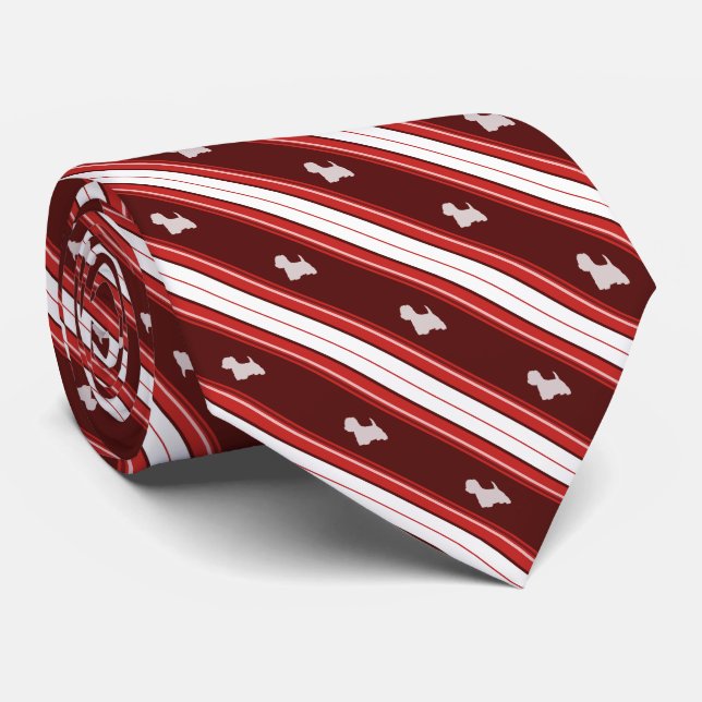 Custom Colour West Highland White Terrier Stripe Tie (Rolled)