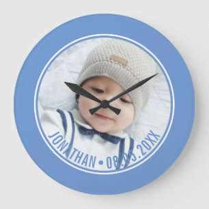 Custom Colour with Custom Photo and Text Large Clock