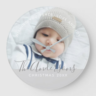 Custom Colour with Custom Photo and Text Large Clock