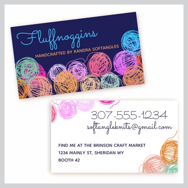 Custom colour yarn balls knitting crochet homespun business card (Creator Uploaded)