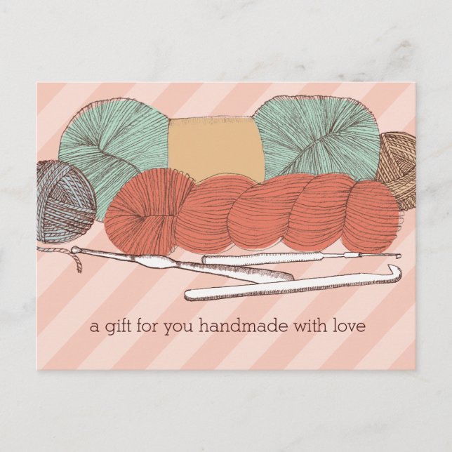 custom colour yarn skeins crochet hooks mint coral postcard (Front)