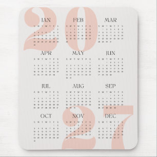 Custom Colour Year Calendar 2027 Mouse Pad