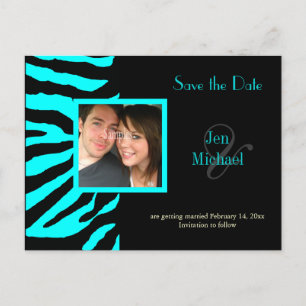 Custom Colour!! Zebra Save the Date Photo Announcement Postcard