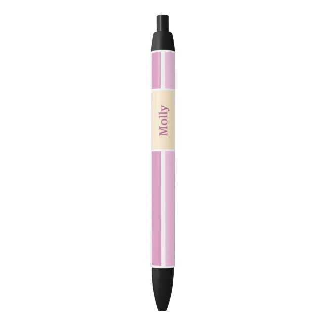 Custom Coloured Feminine Stripes Black Ink Pen (Front Vertical)